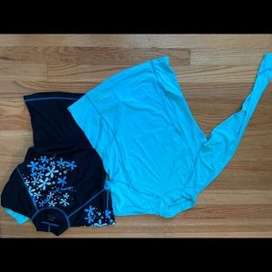Two blue girls size M rash guards